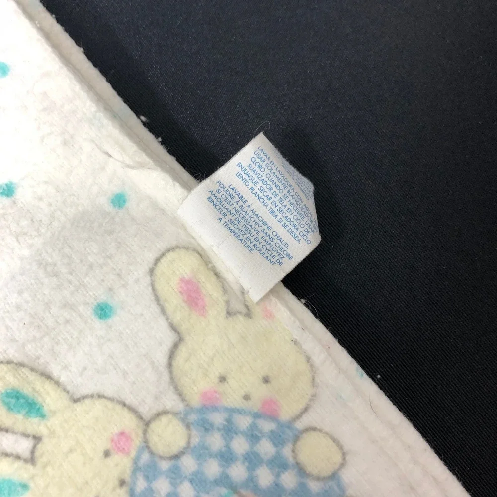 Vintage Carters Baby Receiving Blanket White ABC 123 Bunnies Pastel Cotton 30x40